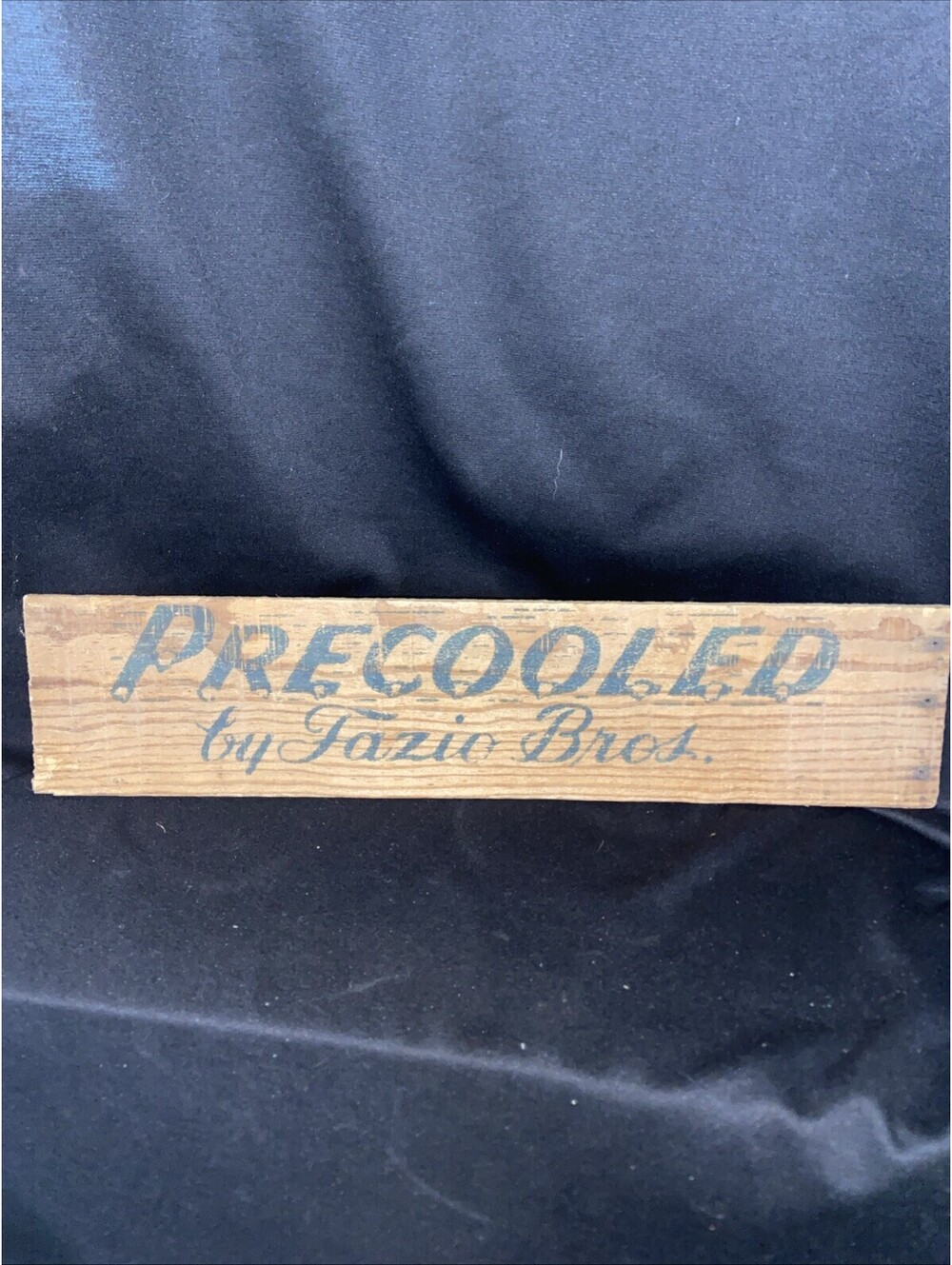 Antique Advertising Wooden Crate Slat, “Precooled” Fazio Bros. Fruit Box Rustic